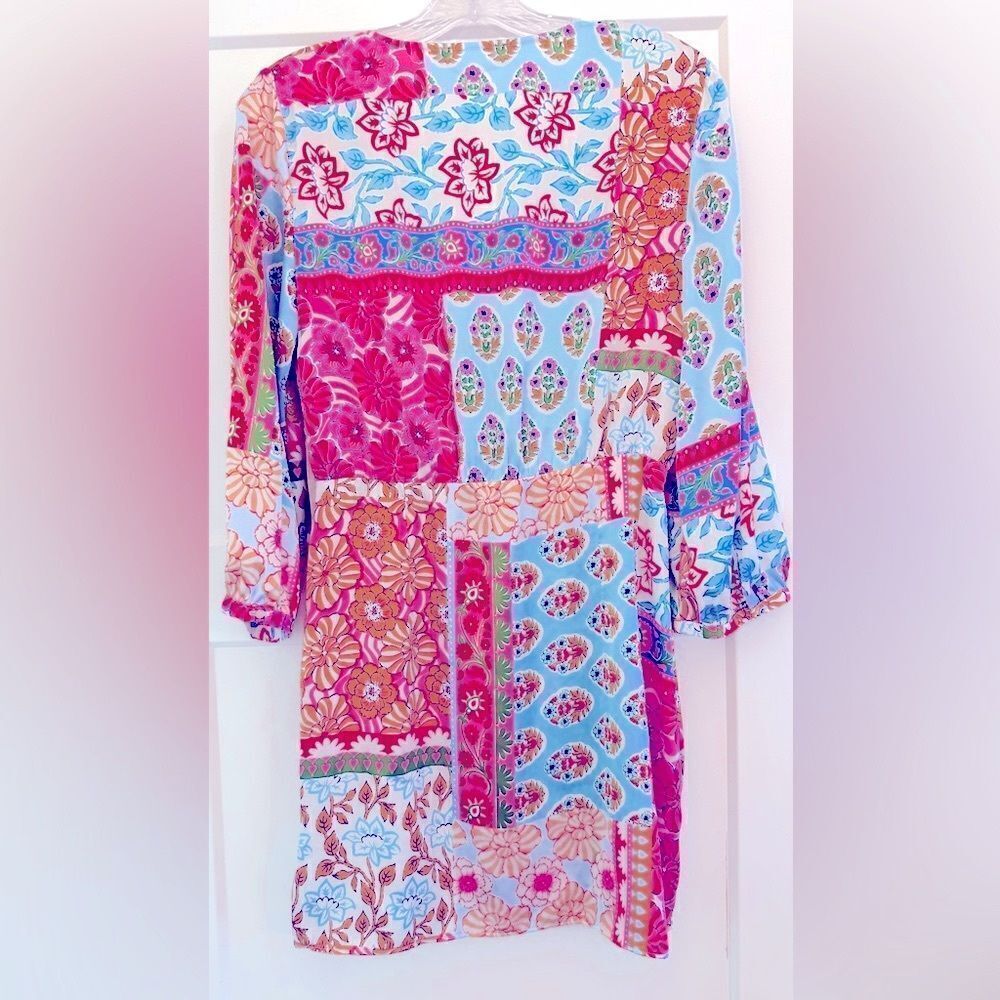 ZARA SATIN PATCHWORK PRINT DRESS - Picture 5 of 11